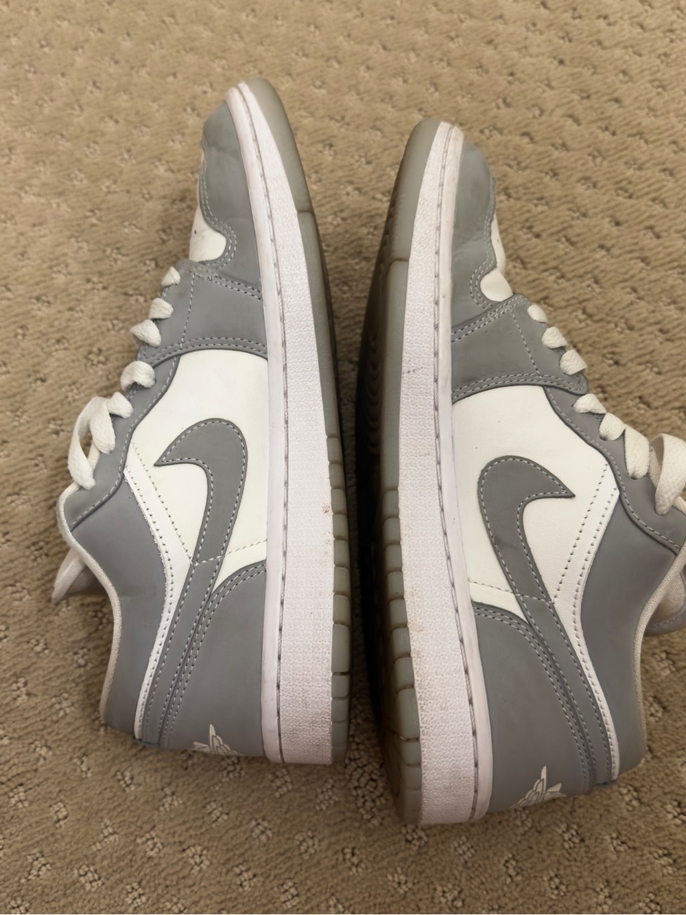 Jordan Unisex Low-Top Sneakers in Gray and White